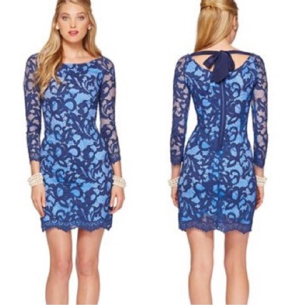 Lilly Pulitzer Aliyah 3/4 sleeve Lace Overlay Dress - 4